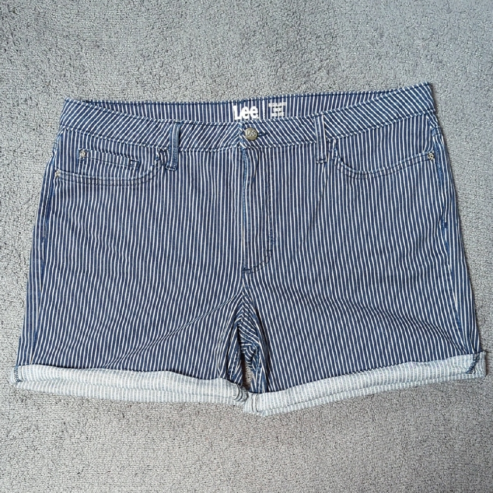 Lee Blue and White Striped Railroad Shorts